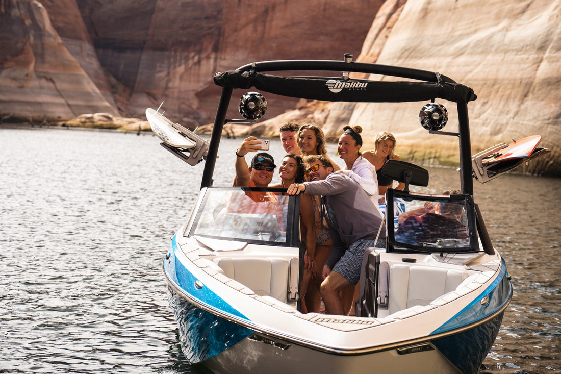 The Moore family enjoying a day on the water with their Malibu boat