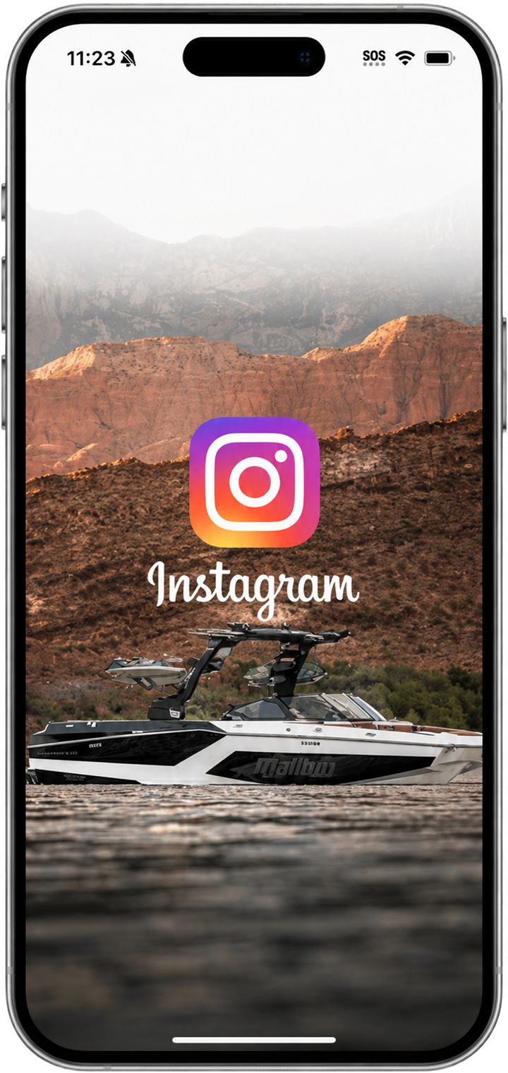 Taylor's Boats Instagram on a phone